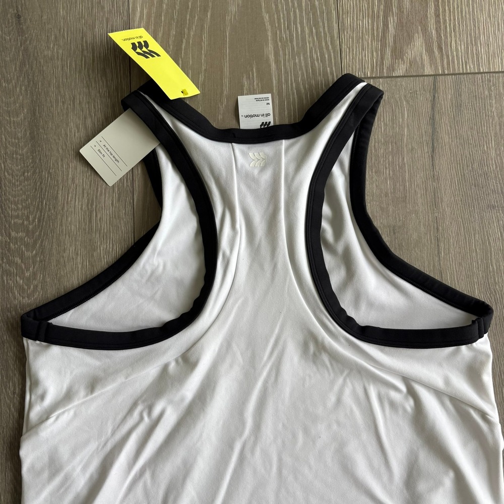 All in Motion Womens High Neck Tank Top White Black Trim Athletic Medium NEW - Picture 11 of 16